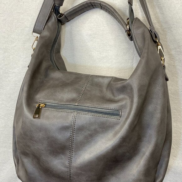 KILAMAL Purse Vegan Faux Leather Hobo Bag Gray with Handle and Adjustable Strap - Picture 4 of 11